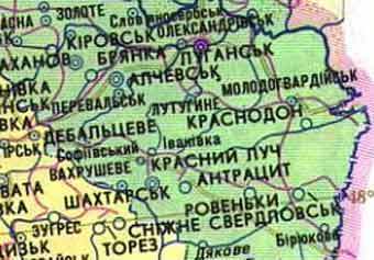 Фрагмент карты Луганской области с сайта www.lugansk.info
